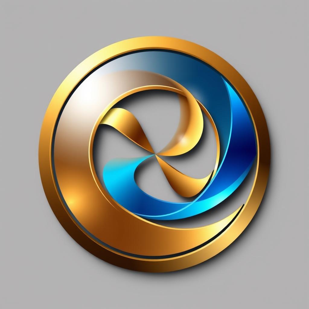 A visually striking logo featuring a harmonious arrangement of bronze, silver, gold, and blue colors, crafted within a flat circular design