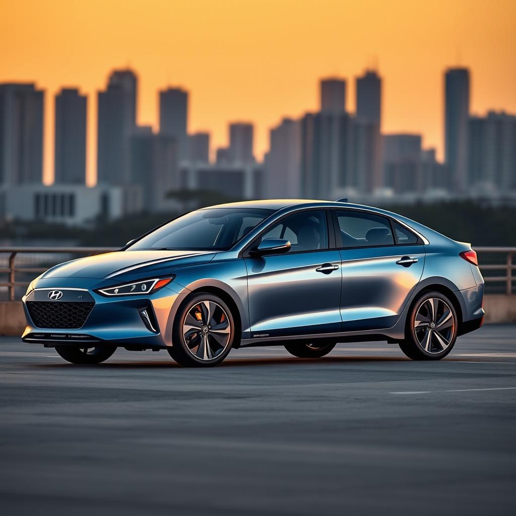 A sleek and modern sedan inspired by the design of the Hyundai Ioniq 5