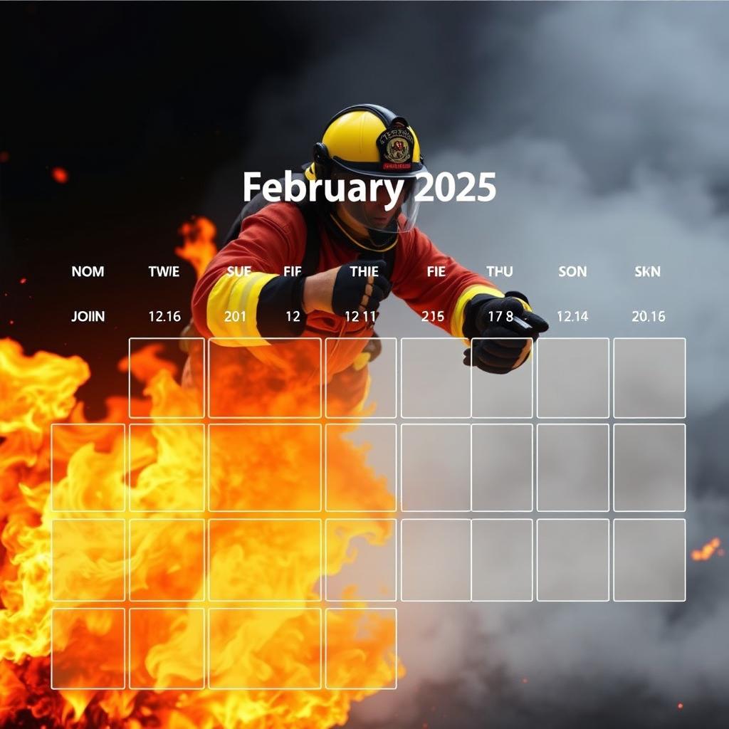 A calendar for February 2025, formatted to fit an A4 size layout