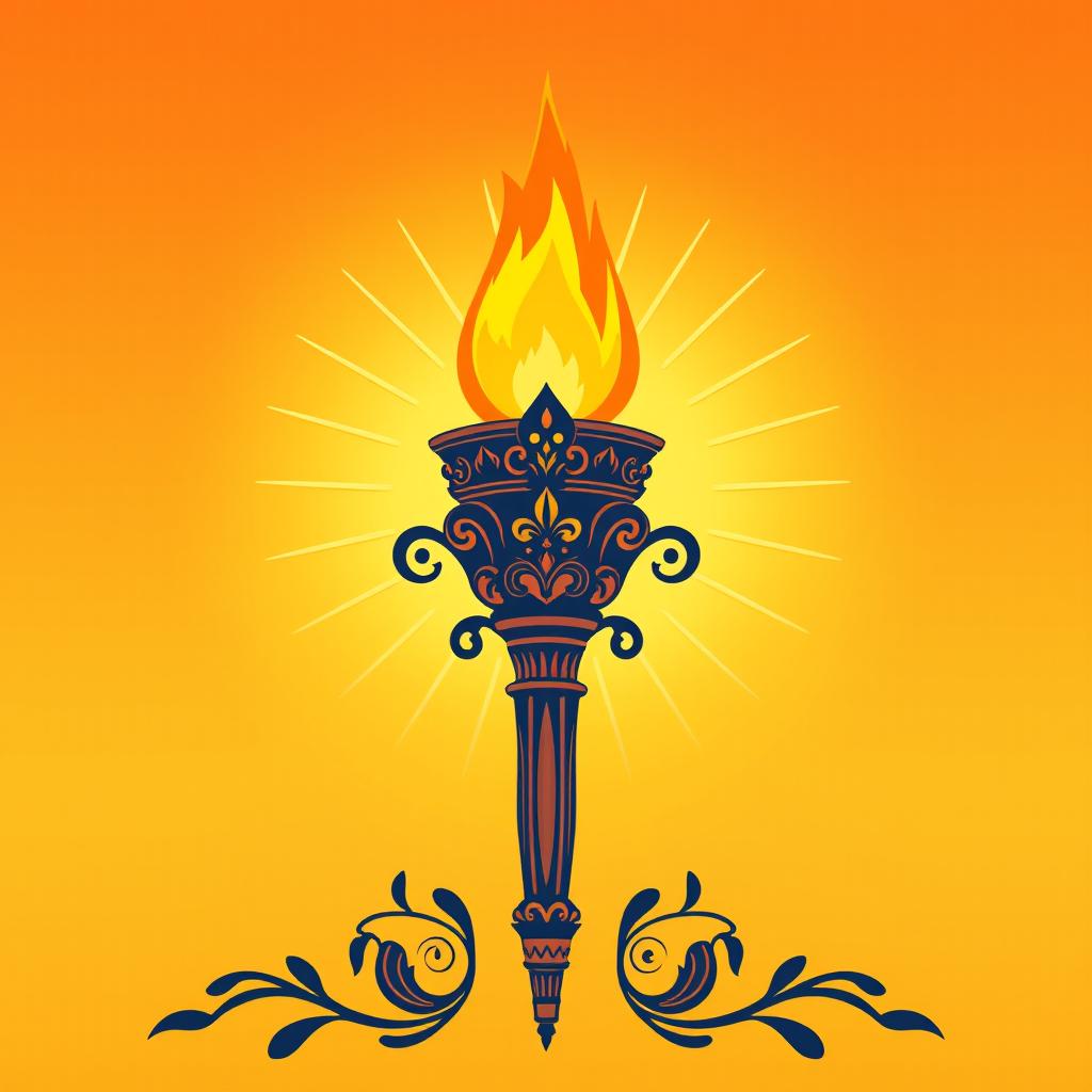 An artistic cover page design featuring a prominently displayed torch as the central element