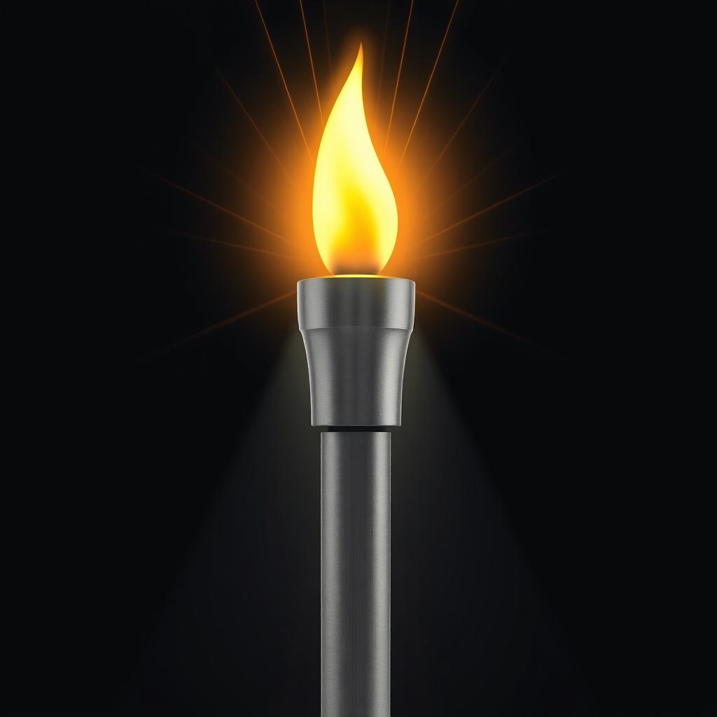 A clean, minimalist design of a torch that radiates light