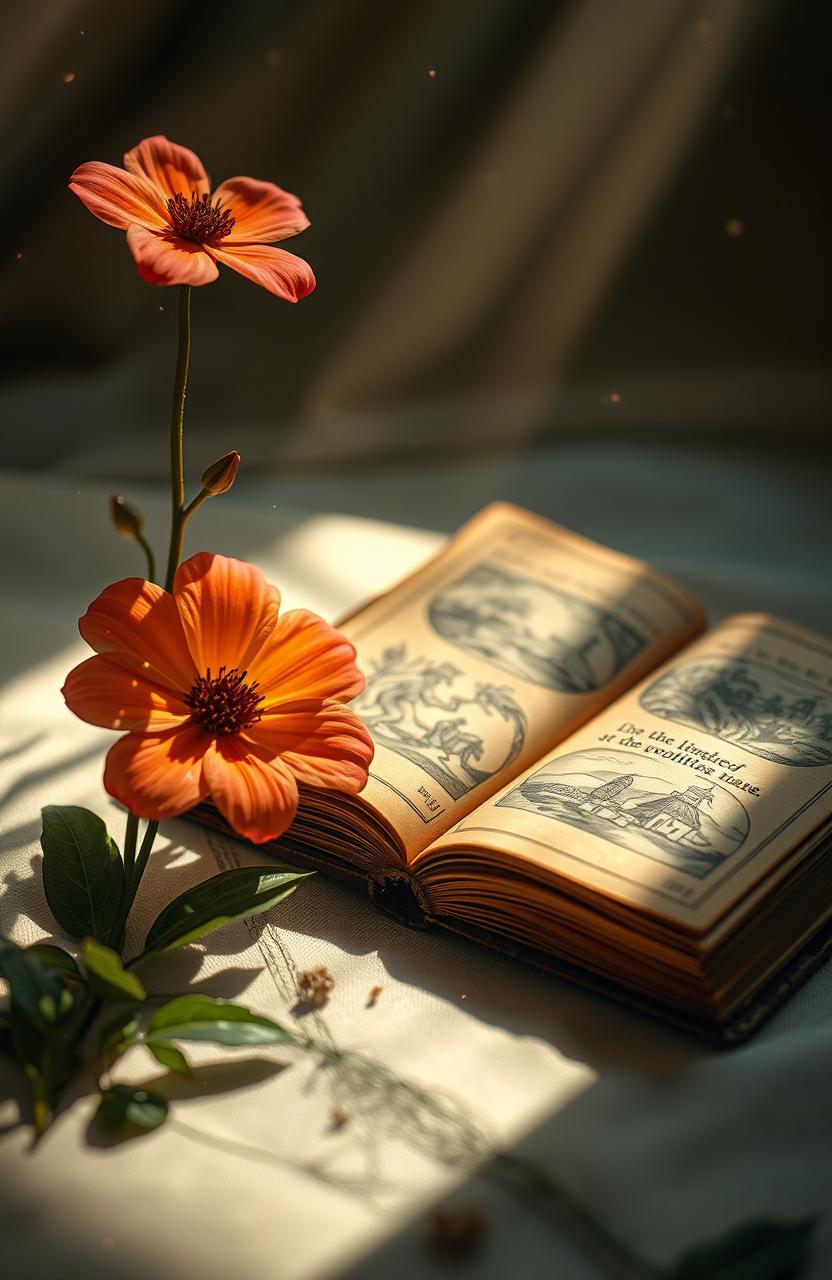 A whimsical composition featuring a vibrant flower, embodying the essence of beauty and nature