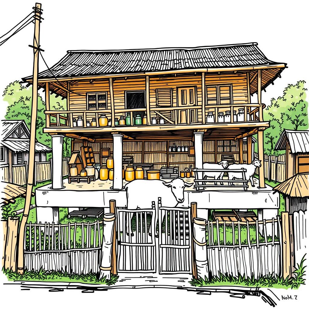 An artistic interpretation of the Bulosan's stilt house in Binalonan as described by Milagros and Elizabeth
