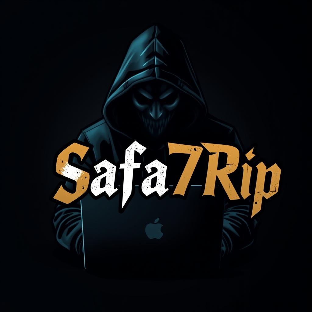 A grandiose and imaginative logo design featuring a dark, mysterious hacker figure wearing a hoodie, evoking a sense of fear and intrigue