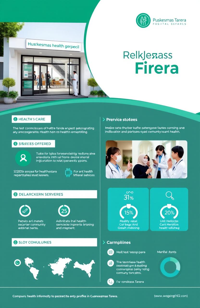 A professional and informative health profile for Puskesmas Tarera, featuring a modern and clean layout