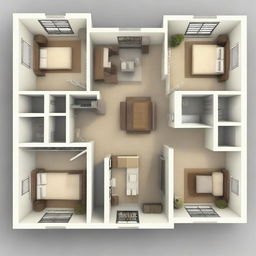 A 3136 square foot house layout with six distinct rooms, each demonstrating a strategic use of space for optimal functionality and comfort.