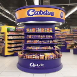 A supermarket stand for Cadbury chocolate with a Ramadan and Islamic-inspired theme titled 'Sweet Celebrations: Cadbury's Ramadan Delights'.