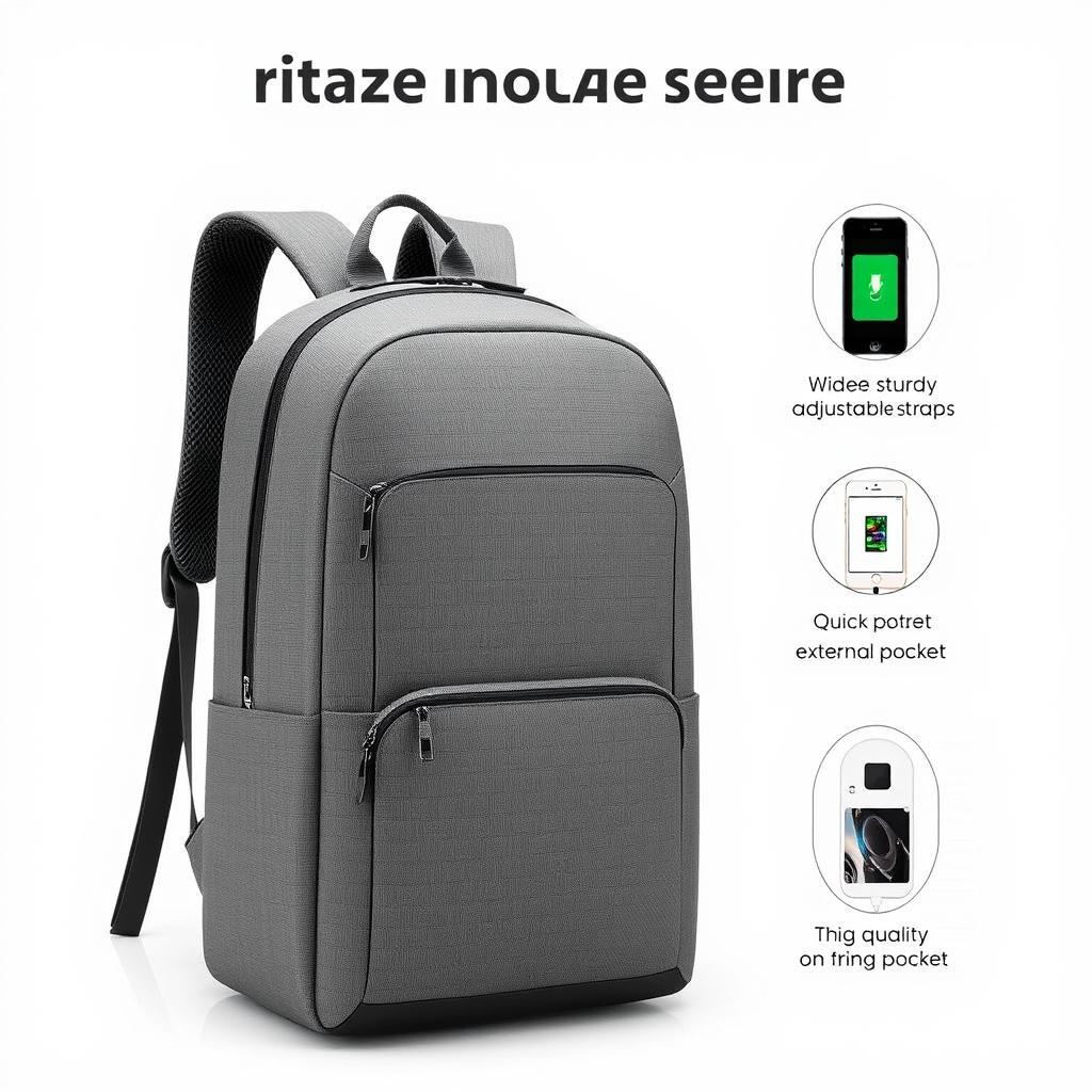A modern, durable branded backpack from Kiber One, featuring a USB port for quick gadget charging