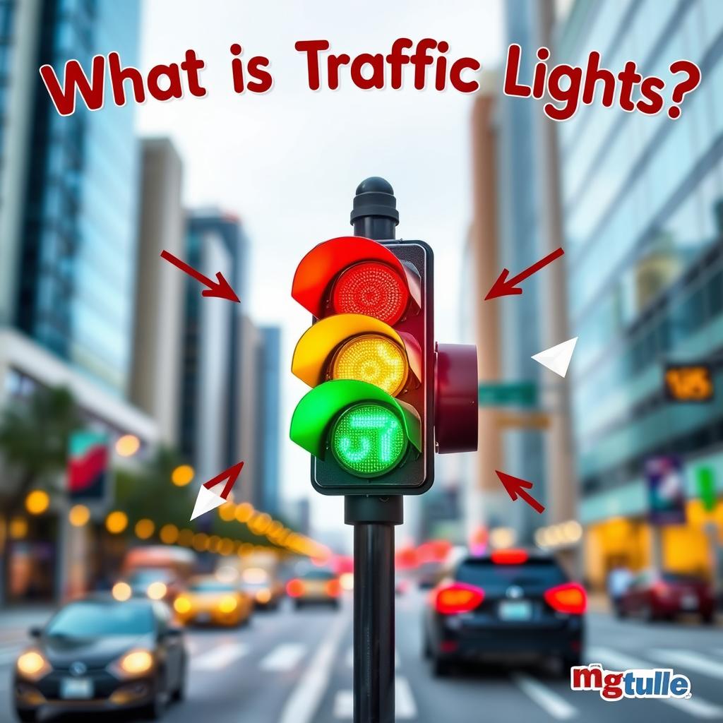 A colorful and vibrant YouTube thumbnail for a video titled 'What is Traffic Lights'