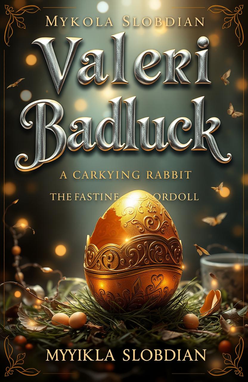 A mystical book cover for a novel titled 'Valeri Badluck and the Carrying Rabbit'