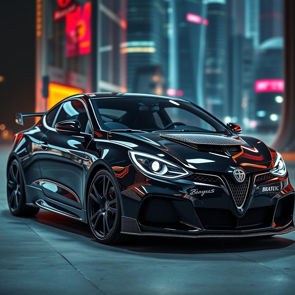 A stunning Simca coupe modified by Brabus with sleek carbon fiber accents, showcasing its elegant lines and sporty design