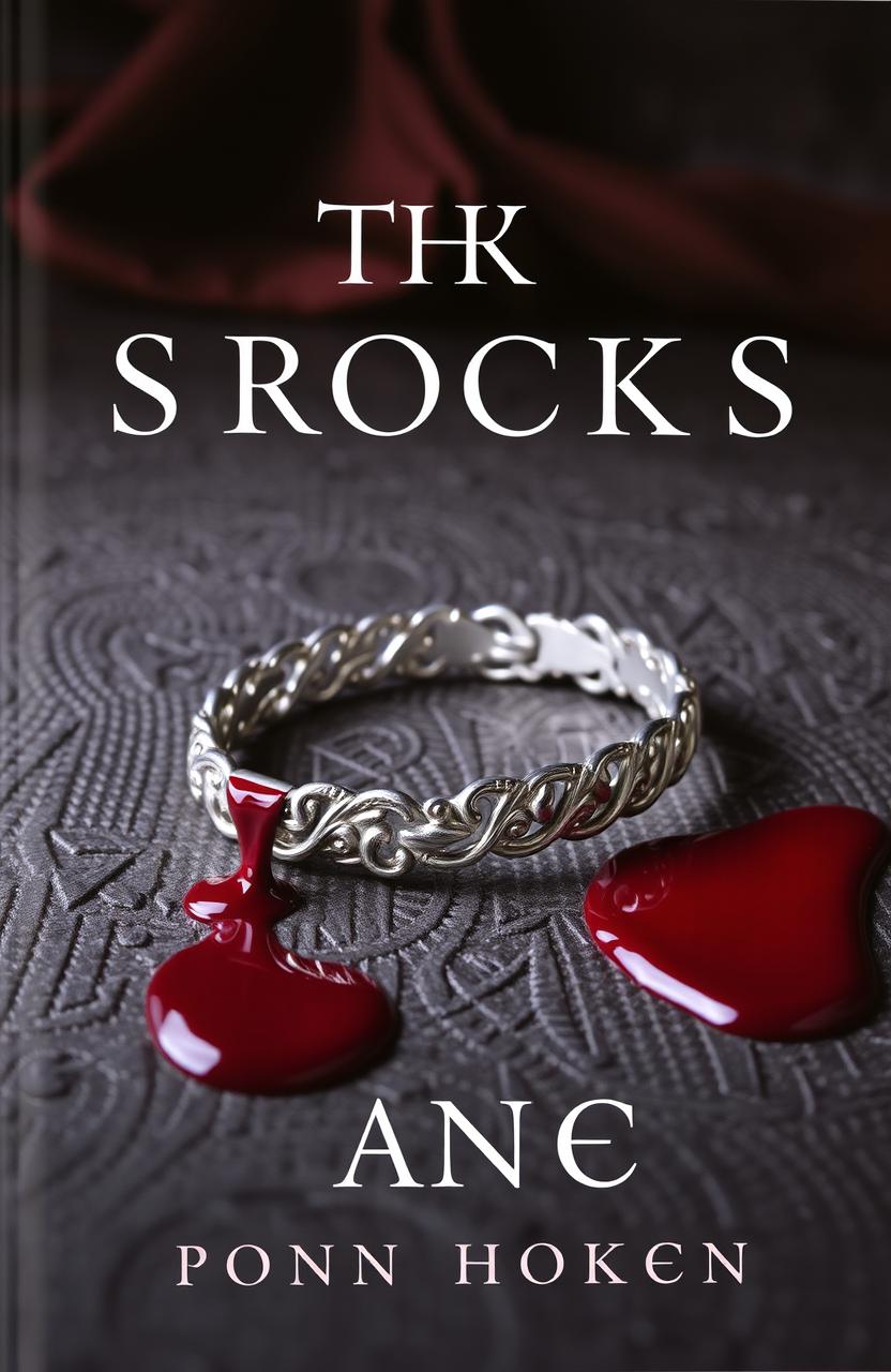 A book cover featuring a silver bracelet that is intricately designed and lying on a textured surface