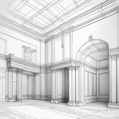The alpha privative is used in architectural drawings to indicate areas that are to be left unfinished or untreated.