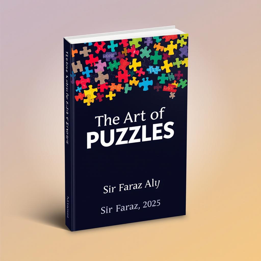 A captivating book cover design for the title 'The Art of Puzzles' by Sir Faraz, 2025