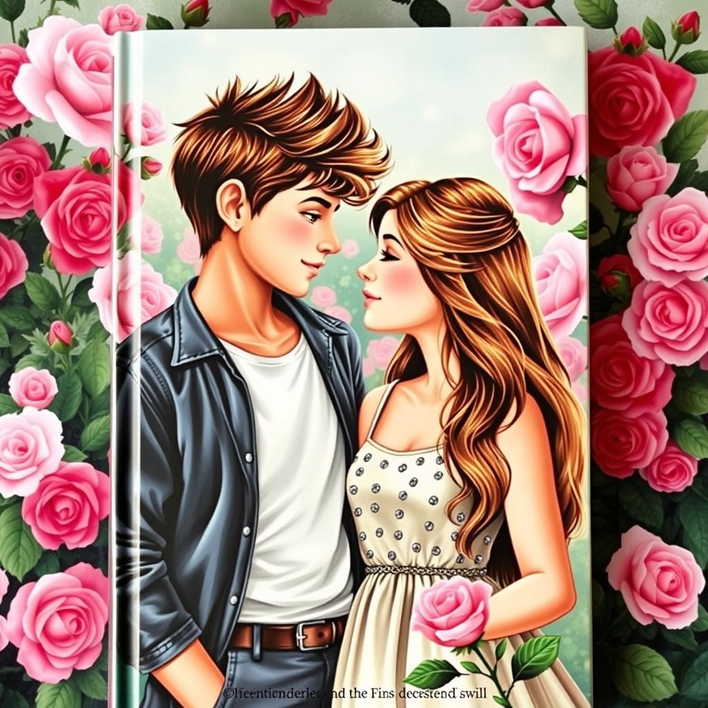 A captivating book cover featuring a teenage girl and boy gazing at each other lovingly, capturing the essence of young romance
