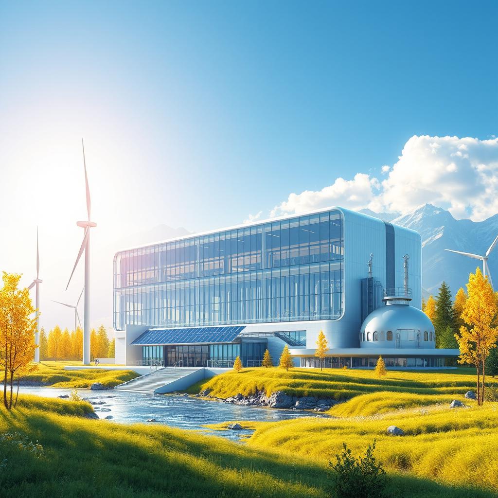 Design a modern vision of the future against the striking backdrop of Siberian nature in summer