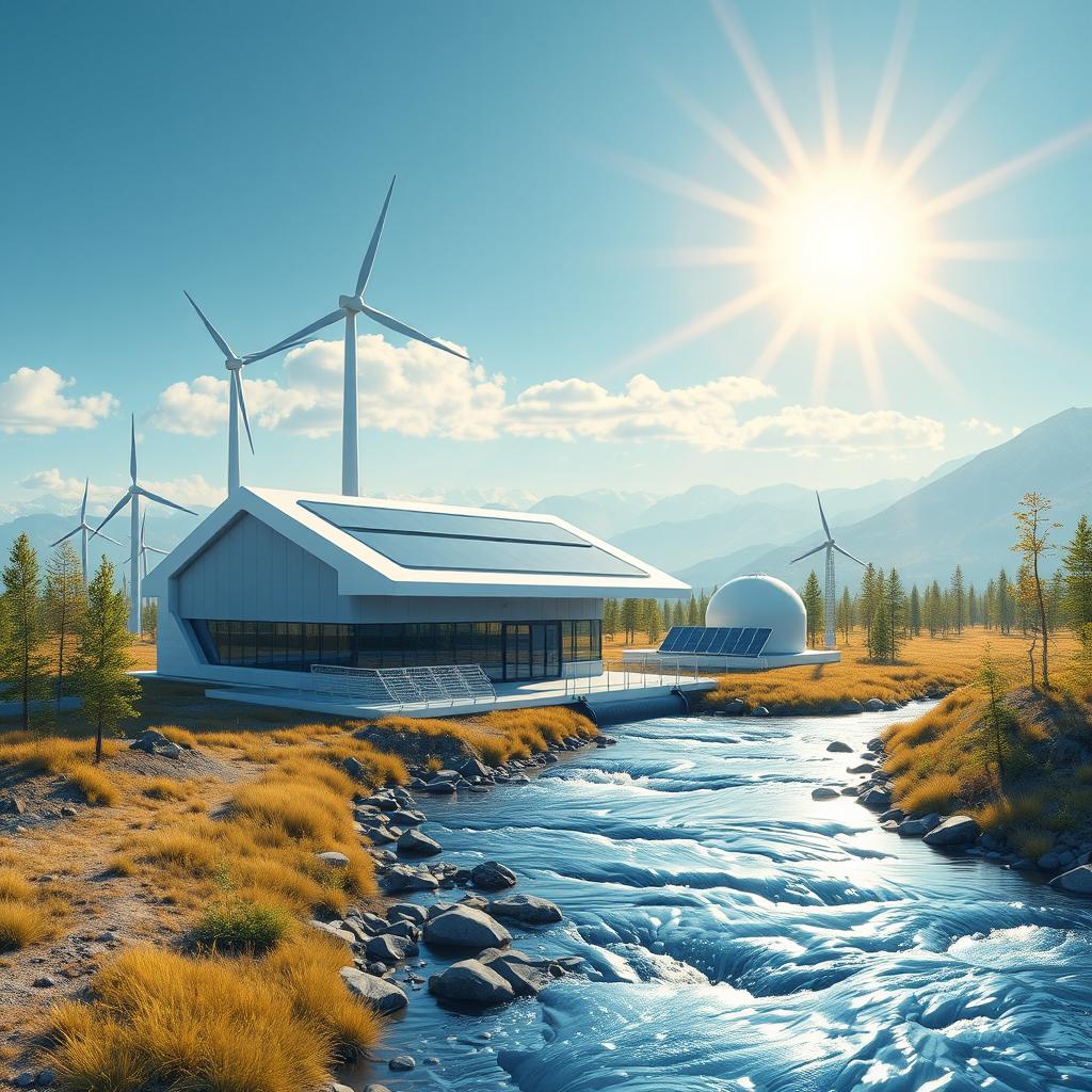 Create a modern futuristic design set against the stunning backdrop of Siberian nature in summer