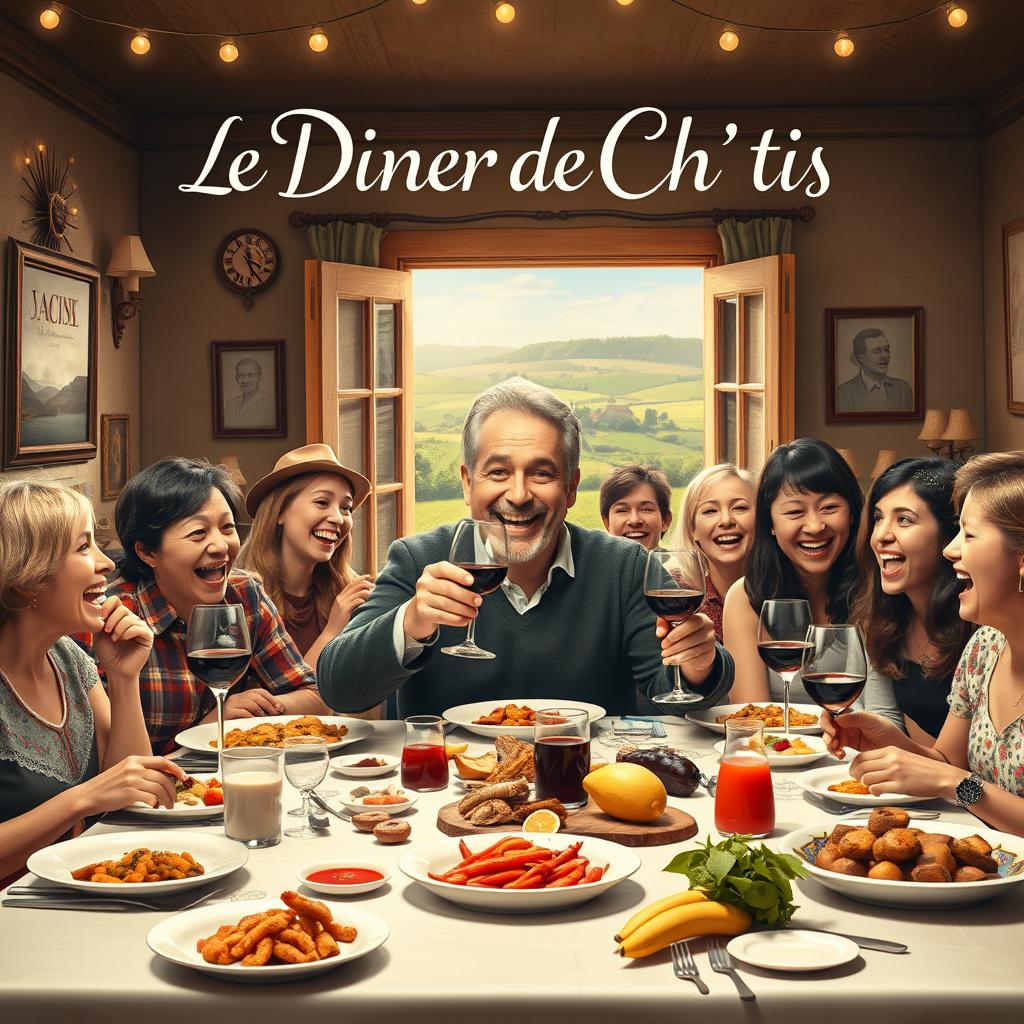 A realistic movie poster for the comedy titled 'Le Diner de Ch'tis'