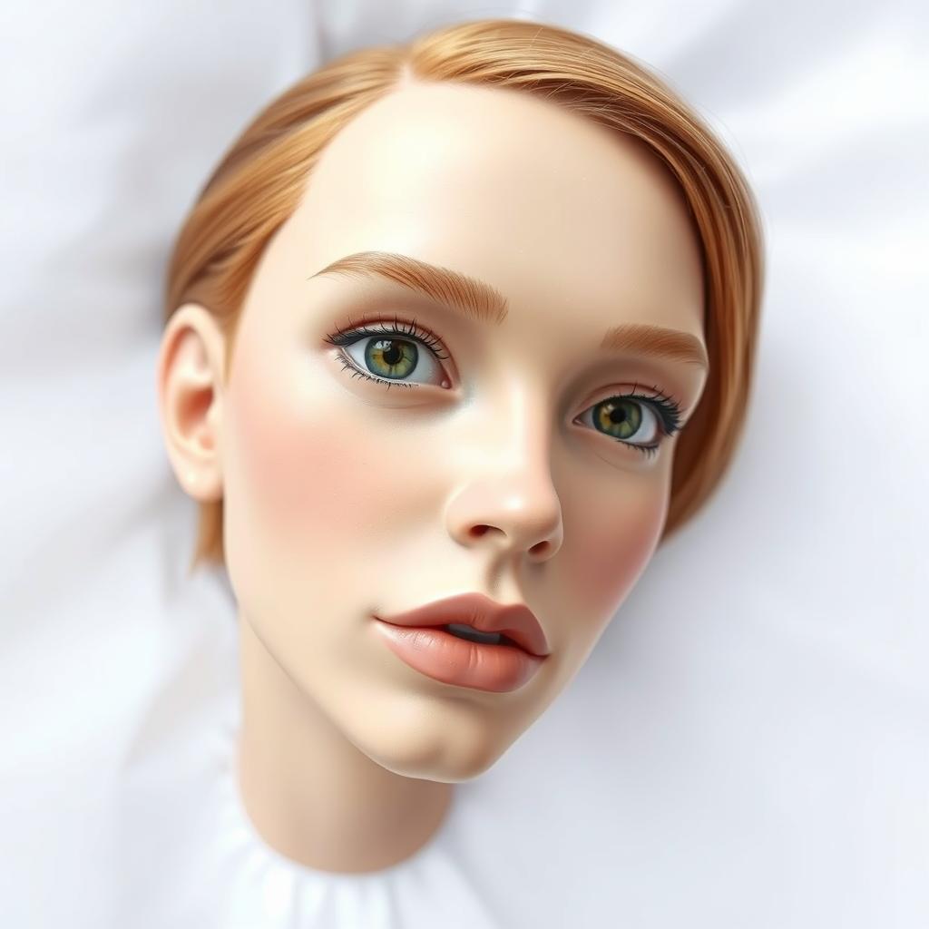 A close-up shot of a human head, beautifully detailed and realistic, featuring captivating facial expressions