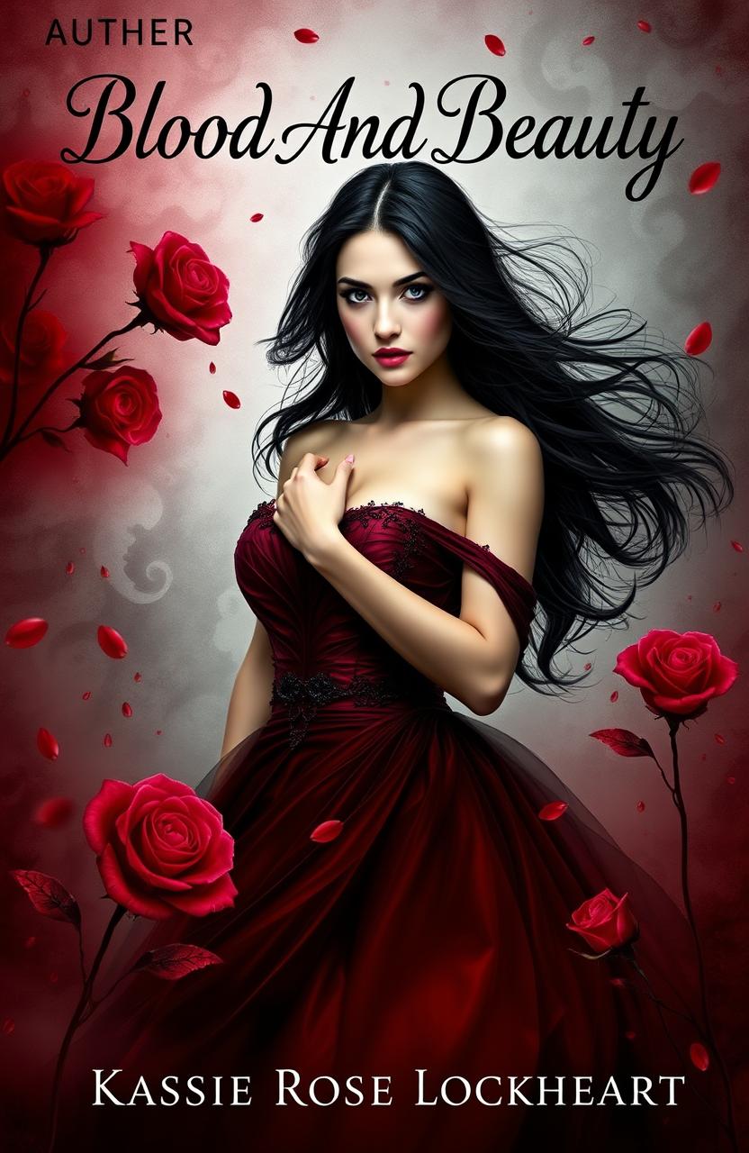 A captivating fantasy book cover for 'Blood And Beauty' by Kassie Rose Lockheart