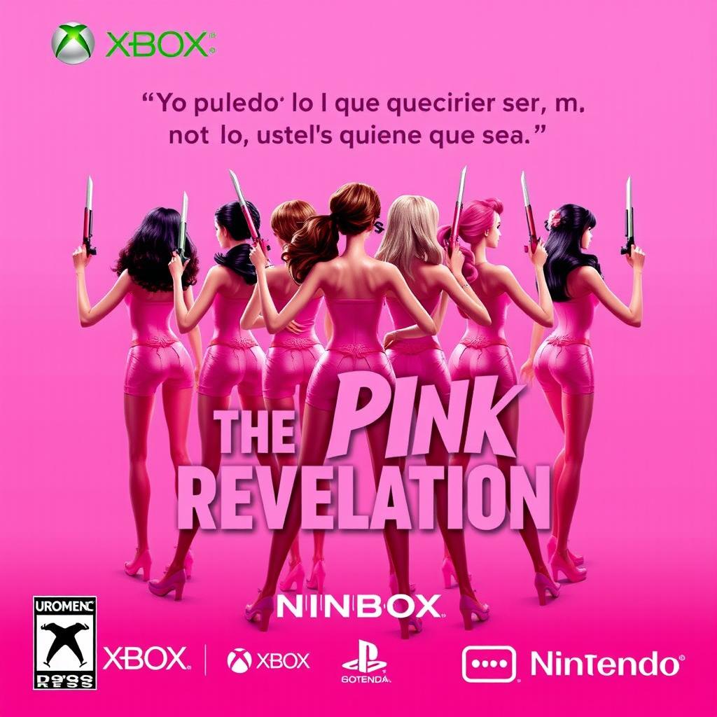 A video game cover art for 'The Pink Revelation' by NINBOX featuring the slogan 'Yo puedo ser lo que quiera ser, no lo que ustedes quieren que sea