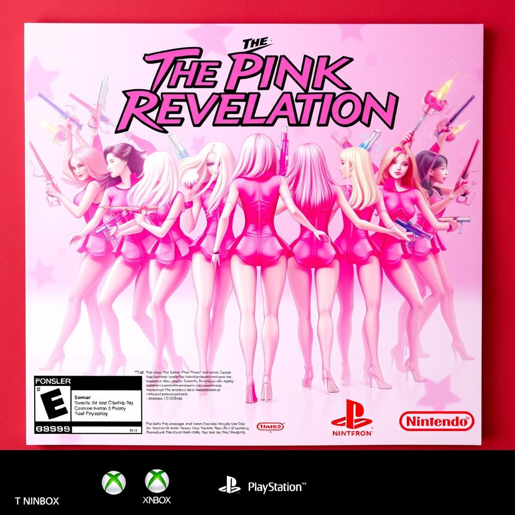 A large video game cover art for 'The Pink Revelation' by NINBOX, designed for a T (Teen) rating