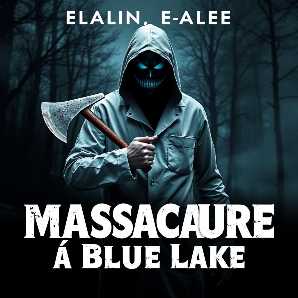 A haunting ebook cover for the horror title 'Massacre à Blue Lake'