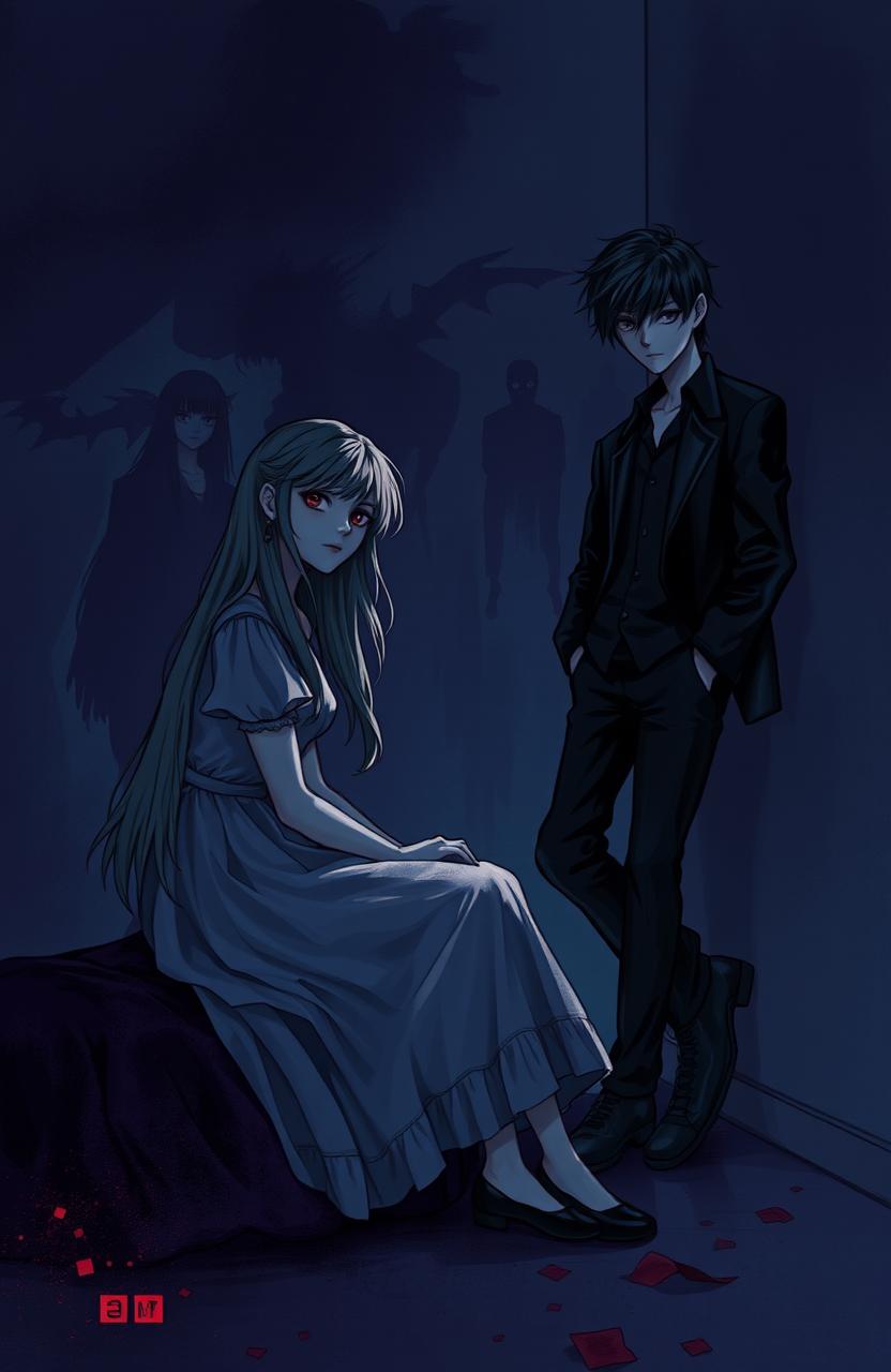 A moody and atmospheric illustration capturing the essence of a dark romance story