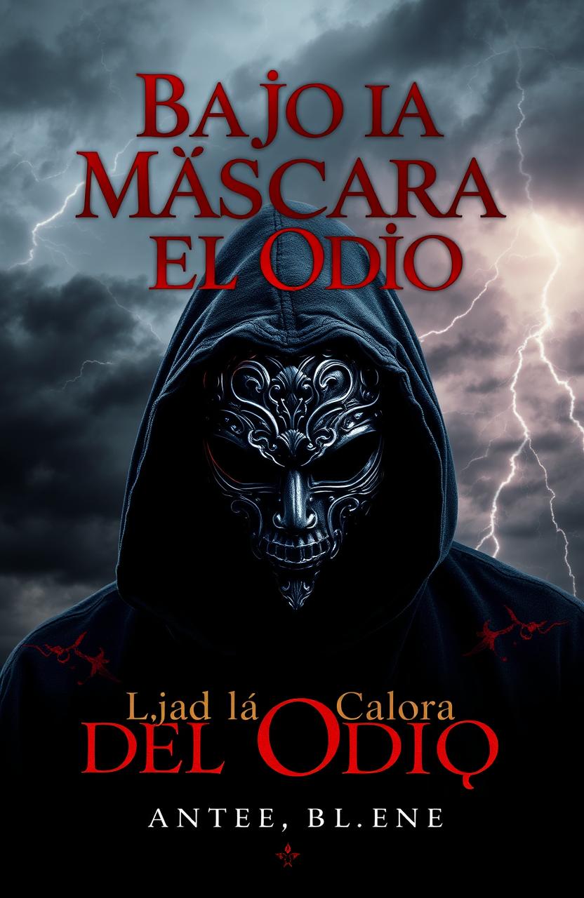 A captivating book cover for 'Bajo la Máscara del Odio'
