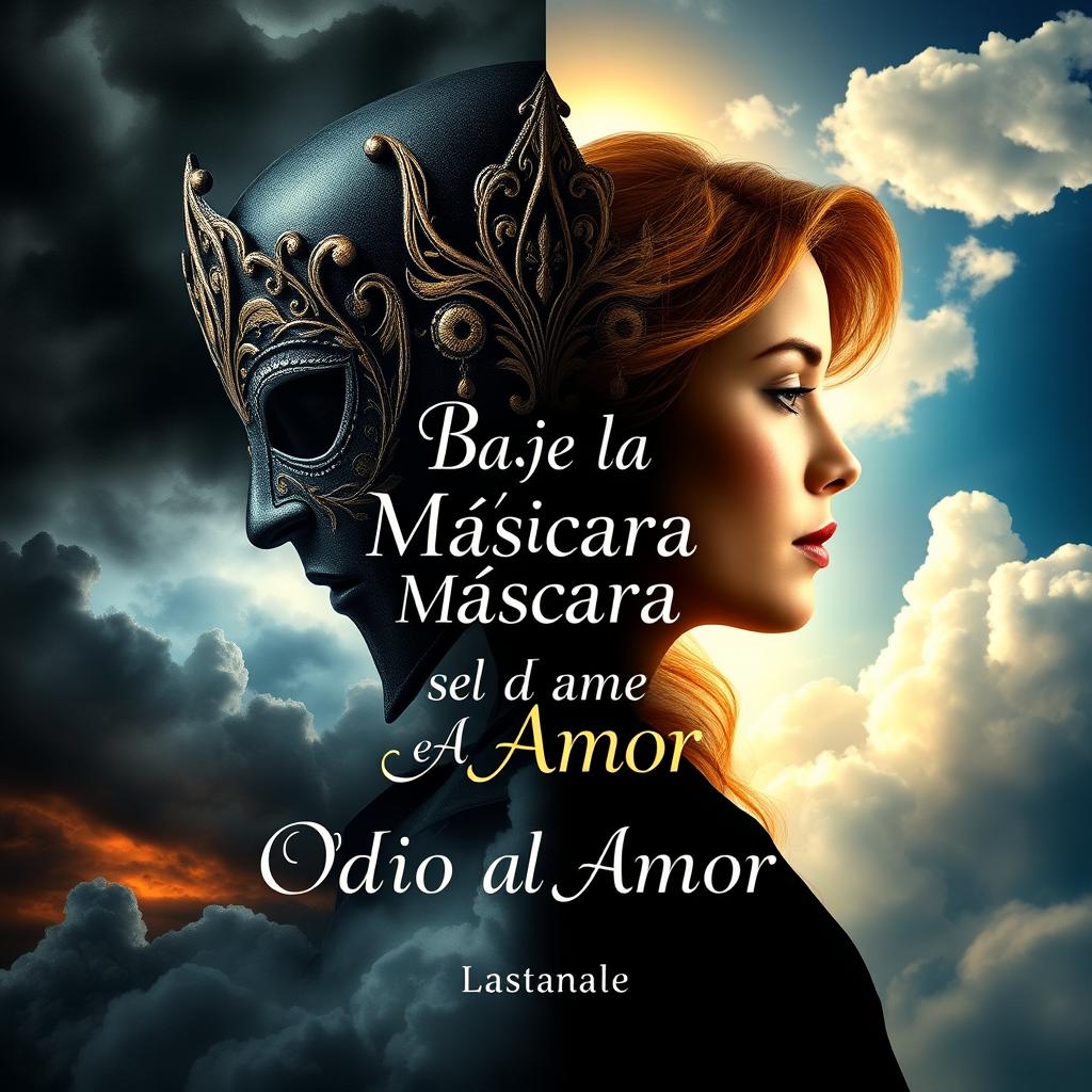 A visually striking book cover for 'Bajo la Máscara del Odio al Amor'