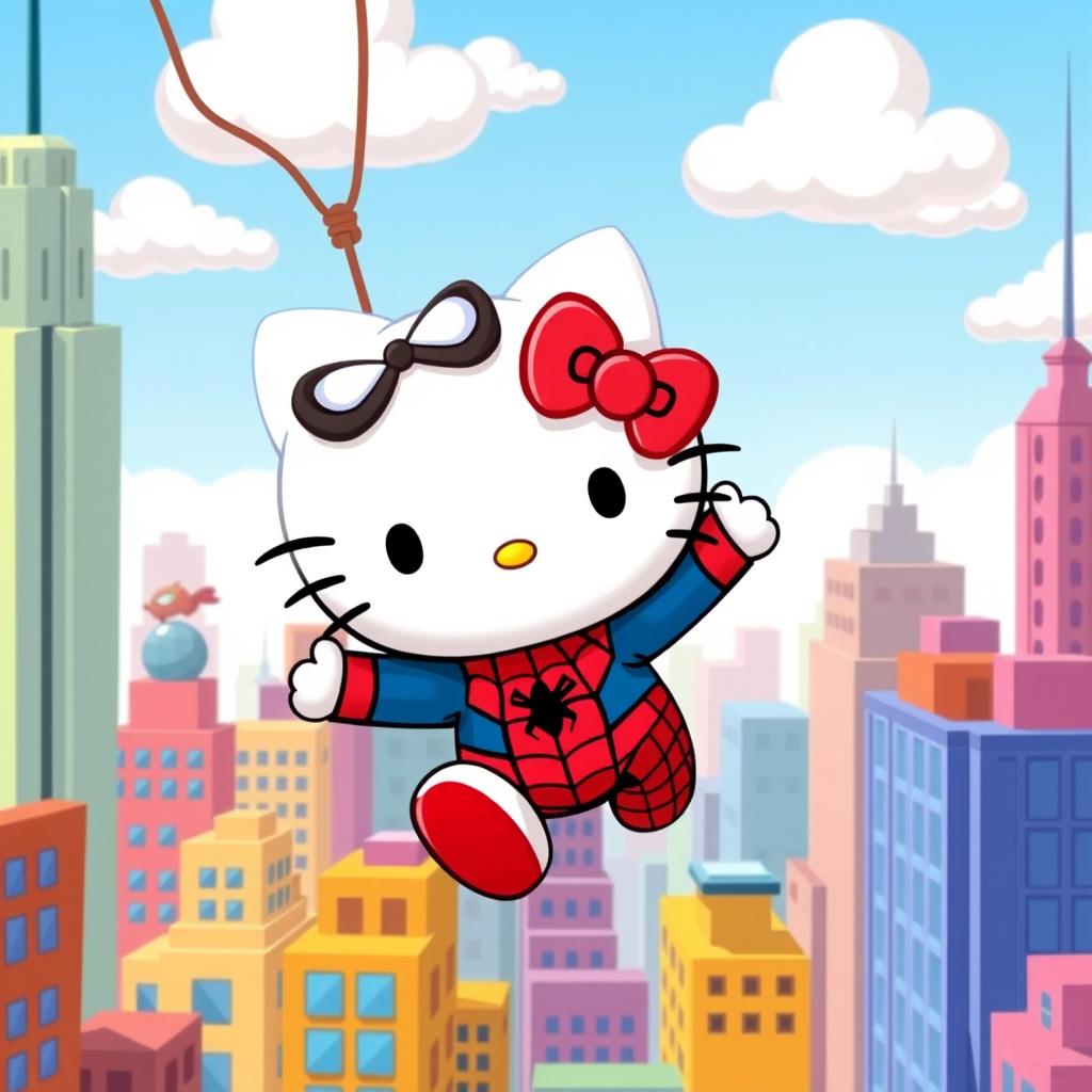 A delightful mashup of Spider-Man and Hello Kitty