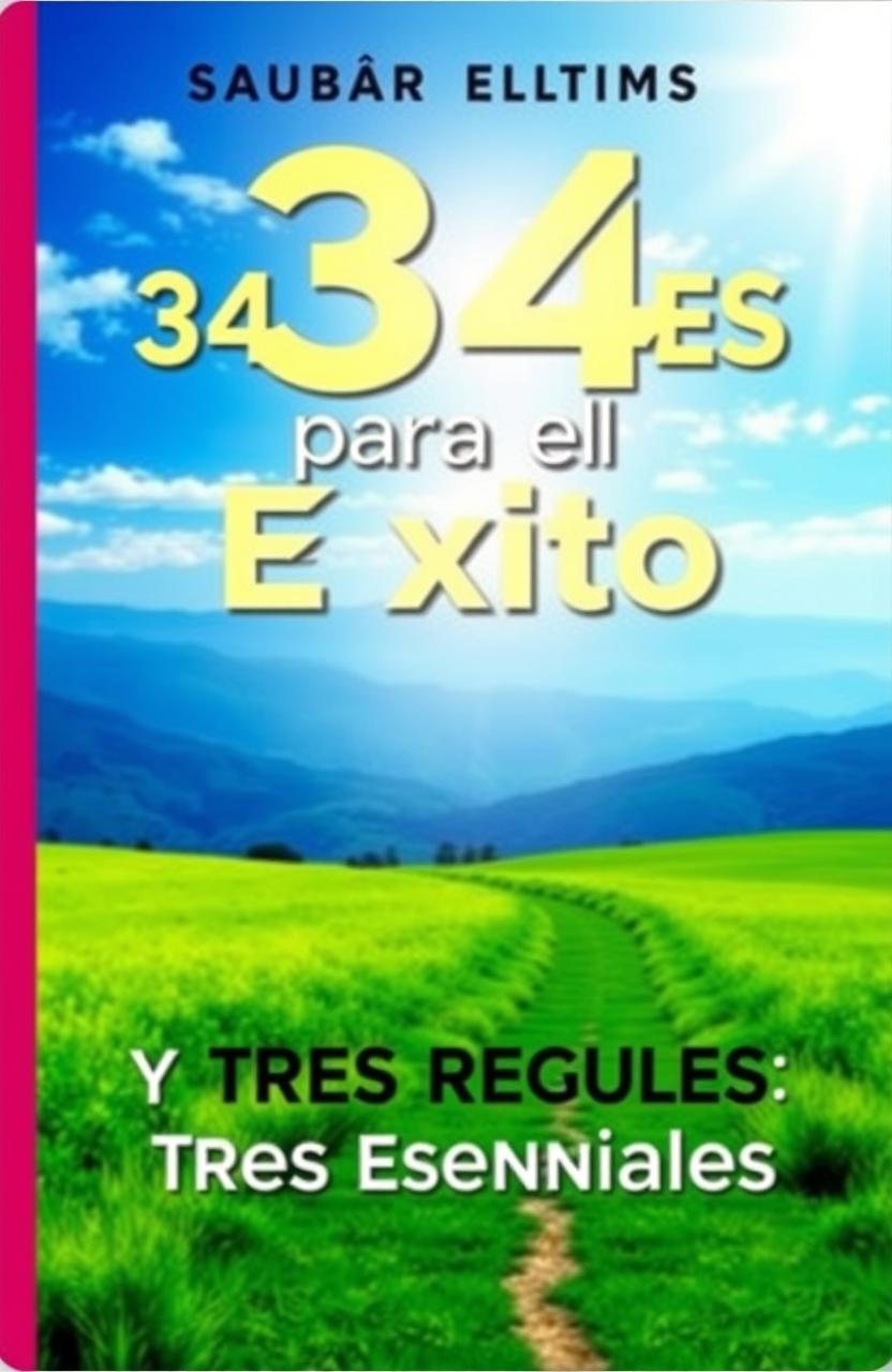 A visually engaging book cover for a personal development manual titled '34 Acciones para el Éxito y Tres Reglas Esenciales'