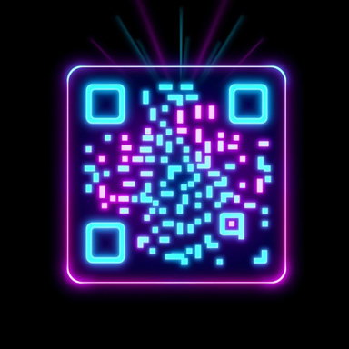 Futuristic Neon QR Code Design - Eye-Catching Tech Aesthetic