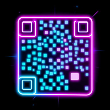 Futuristic Neon QR Code Design - Eye-Catching Tech Aesthetic