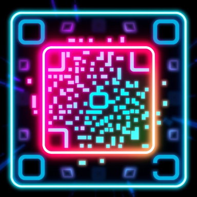 Futuristic Neon QR Code Design - Eye-Catching Tech Aesthetic