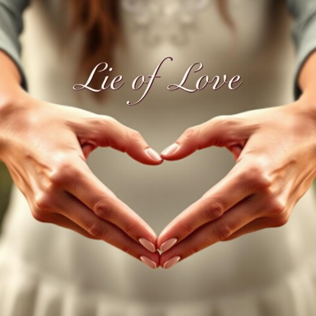 A realistic book cover titled 'Lie of Love', featuring two hands forming a heart shape