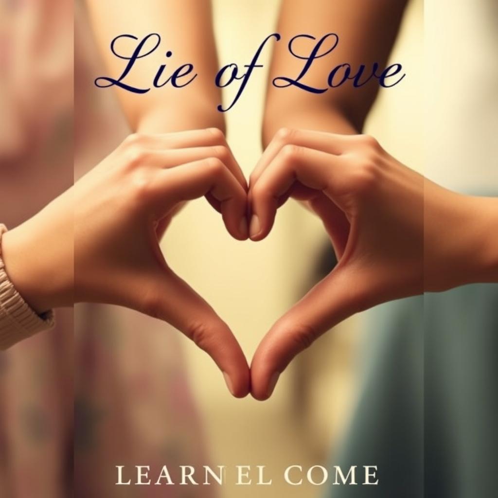 A realistic book cover titled 'Lie of Love', featuring two teenage girls' hands forming a heart shape