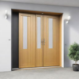 A simple design of a double door with a minimalist, sleek finish and sturdy build.