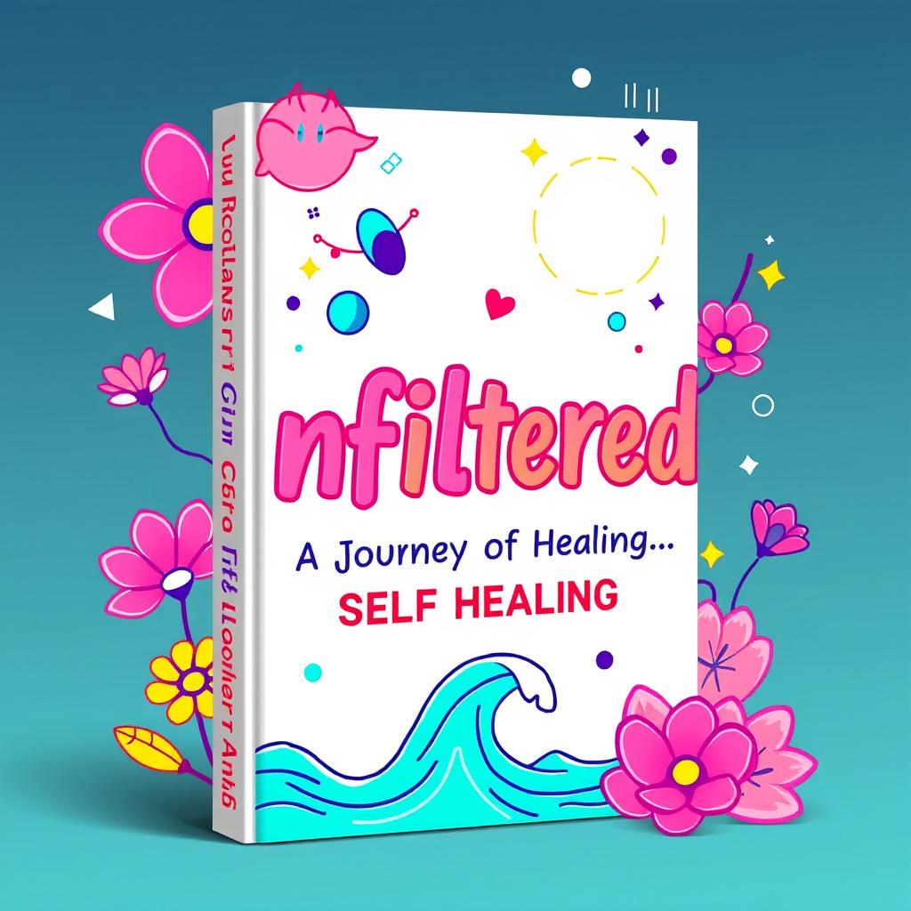 A contemporary and engaging book cover design for 'Unfiltered: A Journey of Self-Healing', aimed at a Gen Z audience