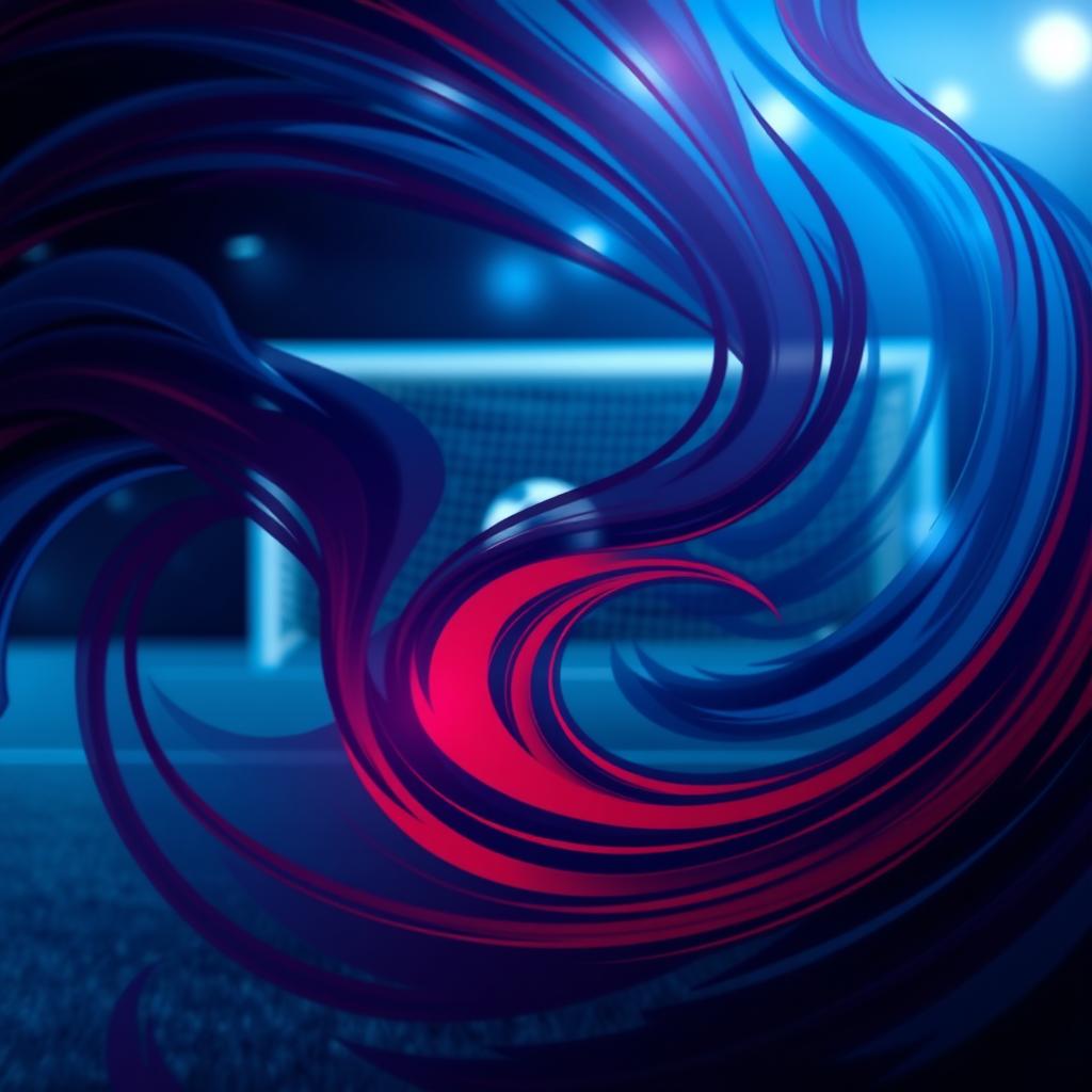 A visually stunning abstract wallpaper inspired by the essence of a football club, featuring deep blue and garnet red swirling patterns that evoke energy and passion