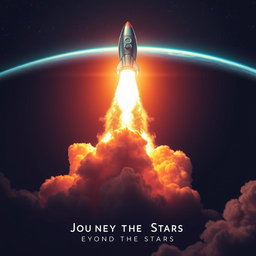 A stunning digital art poster of a rocket launch to space, capturing the moment of liftoff with vibrant colors and dynamic energy