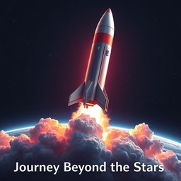 A stunning digital art poster of a rocket launch to space, capturing the moment of liftoff with vibrant colors and dynamic energy