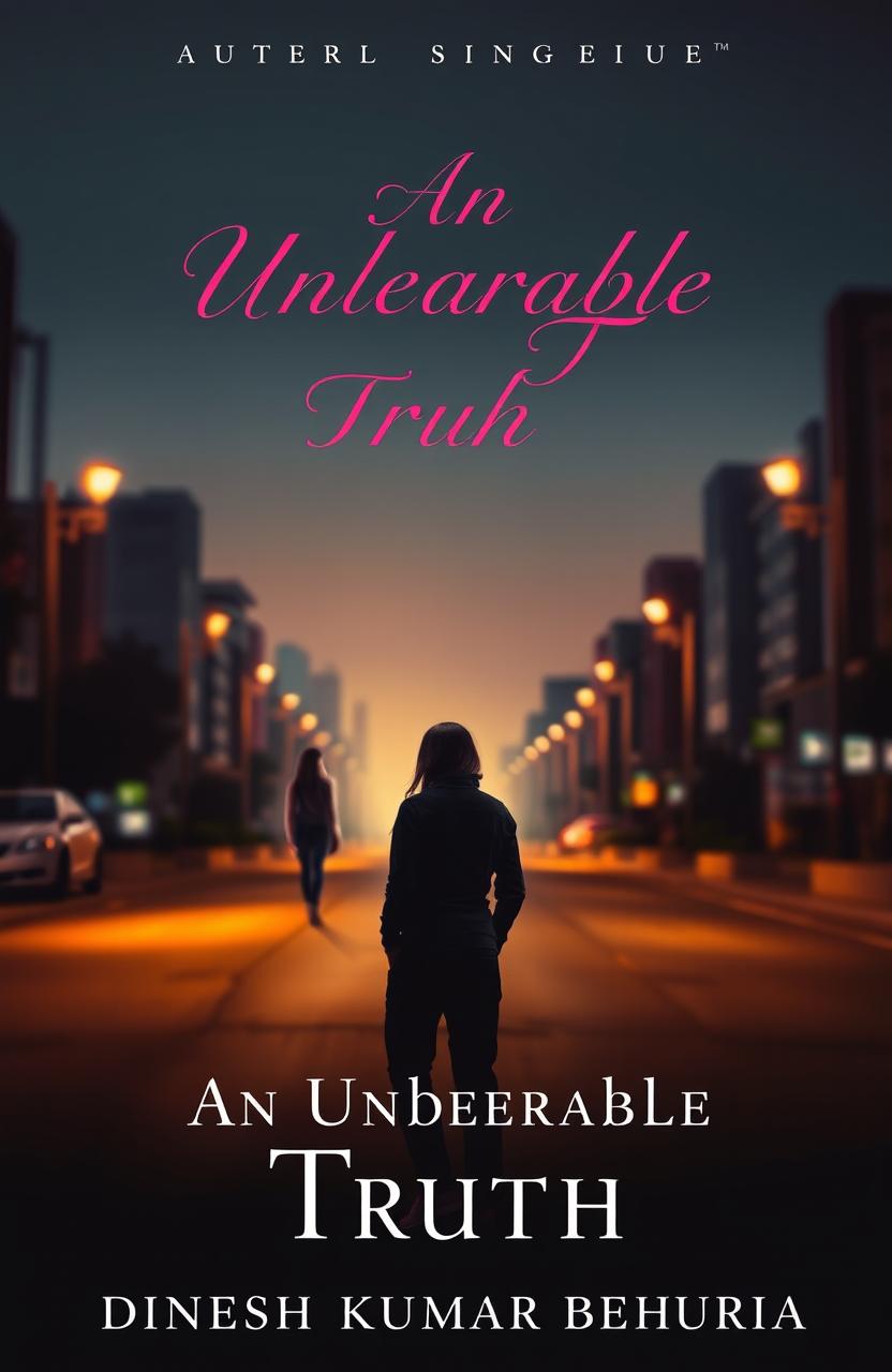 A captivating book cover for 'An Unbearable Truth' by Dinesh Kumar Behuria, featuring a poignant scene of unrequited love