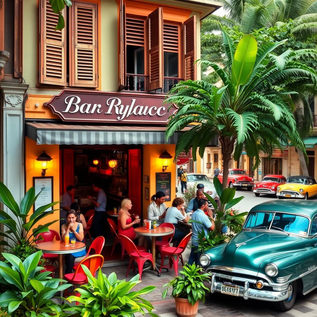 An inviting and vibrant scene of Bar Rylac located in Havana, Cuba