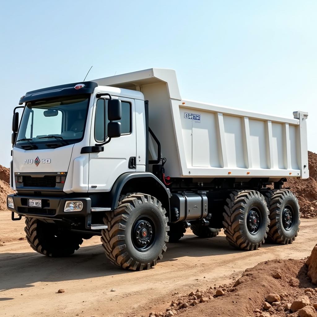 A robust electric dump truck with a capacity of 15 cubic meters, featuring a six-wheel configuration and rugged off-road tires