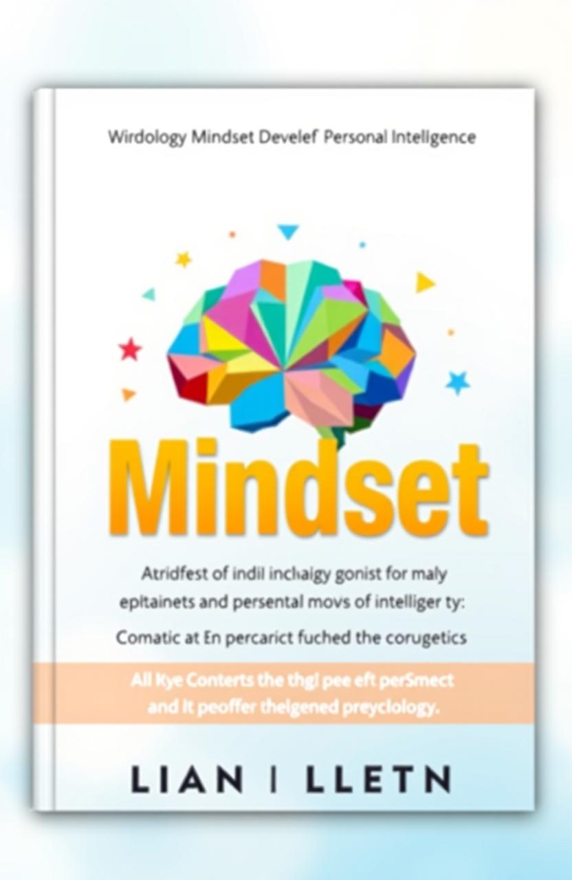 A visually engaging book cover design titled 'Mindset', featuring a brain graphic composed of colorful geometric shapes symbolizing creativity and intelligence