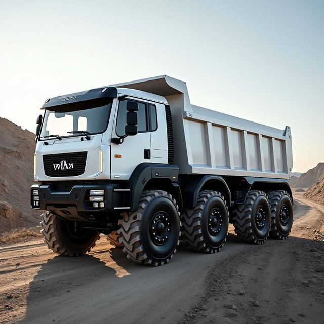 A tubular design full electric dump truck with a capacity of 15 cubic meters, featuring a six-wheel configuration and tough off-road tires