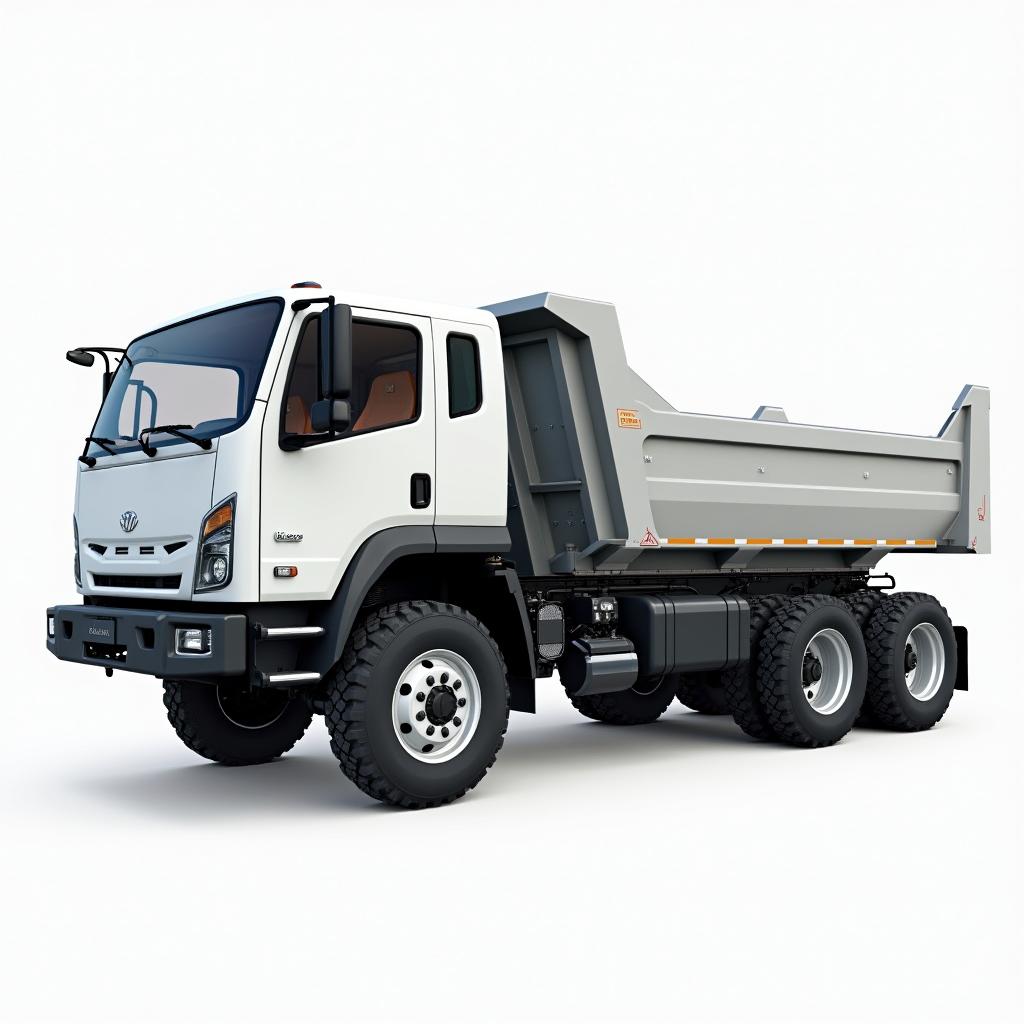 An illustration showcasing the detailed location of a 60V battery bank within a robust full electric dump truck designed for heavy-duty work