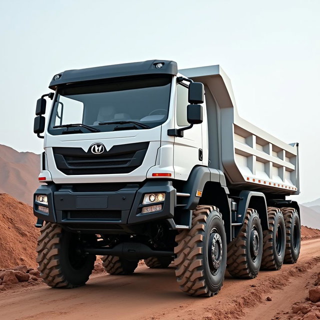 A full electric dump truck with a capacity of 15 cubic meters, featuring a robust six-wheel configuration, with individual electric engines in each wheel for enhanced performance
