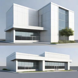 Elevations of a modern bank showcasing the sleek and contemporary exterior architecture